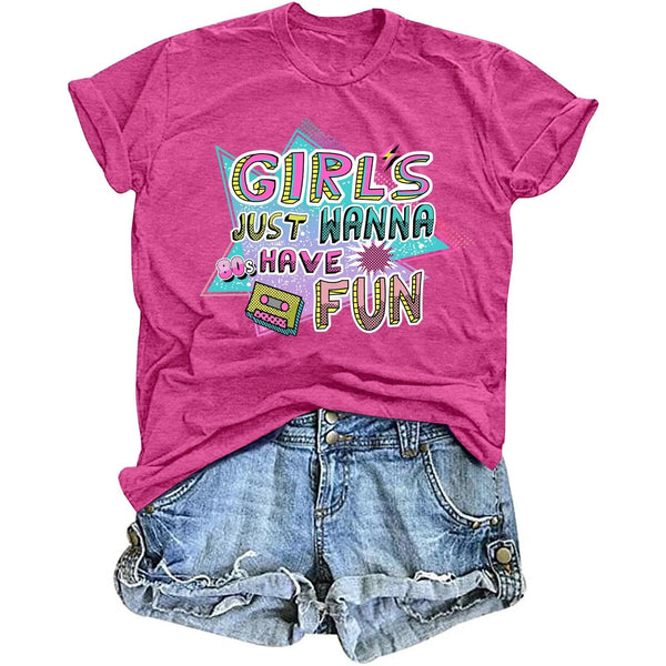 Zylkor 80s Shirts for Women Retro 1980s Party Tees 80s Disco Music Gifts T-Shirts Tops Red - alternate view