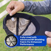 Black baseball cap featuring advanced RF shielding fabric lining for enhanced EMF radiation protection.