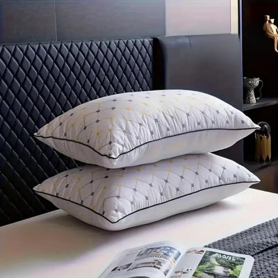 Hotel Quality Pack Of 2 Pillows Bounce Back Anti Allergic White Breathable Bedding Plump Pillows