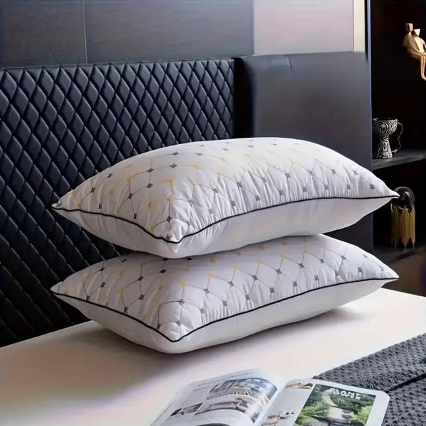 Hotel Quality Pack Of 2 Pillows Bounce Back Anti Allergic White Breathable Bedding Plump Pillows