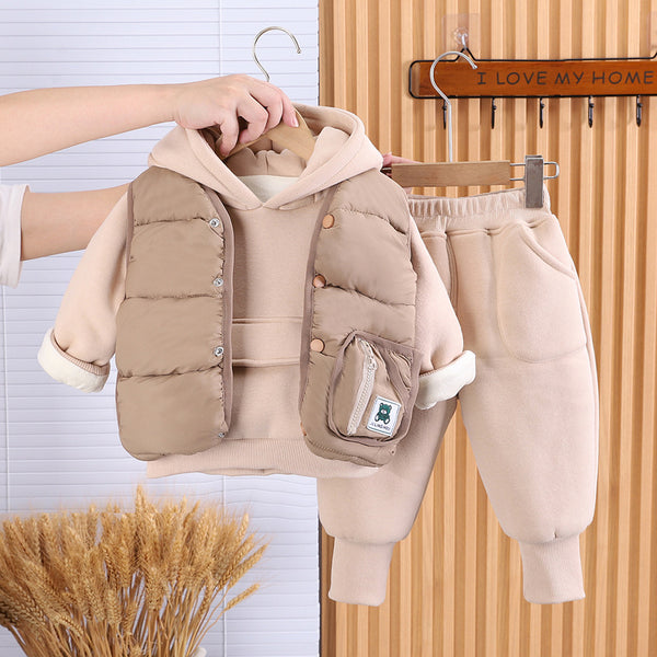 Boys Fleece-Lined Three-Piece Winter Suit — Fashionable Baby Clothing