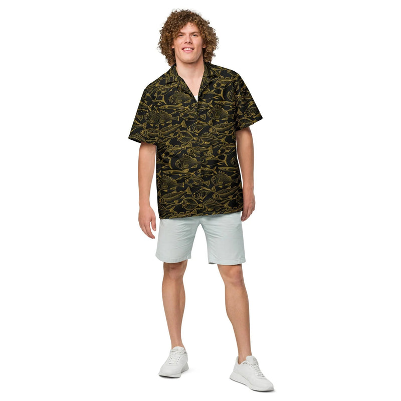 Sea of Gold Riches Hawaiian Button Shirt: Dive into Opulent Ocean Elegance! - alternate view